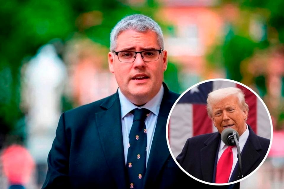 DUP leader Gavin Robinson and (inset) US President Donald Trump
